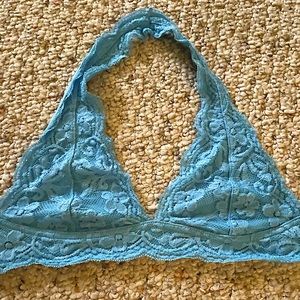 sky blue lace halter bralette